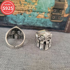 Vintage 925 Silver Skull Helmet Ring Adjustable Open Band