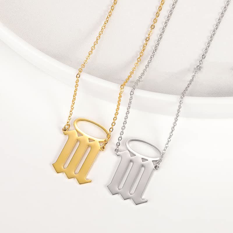 Olivenorma Lucky Angel Number With Angel Aperture Necklace