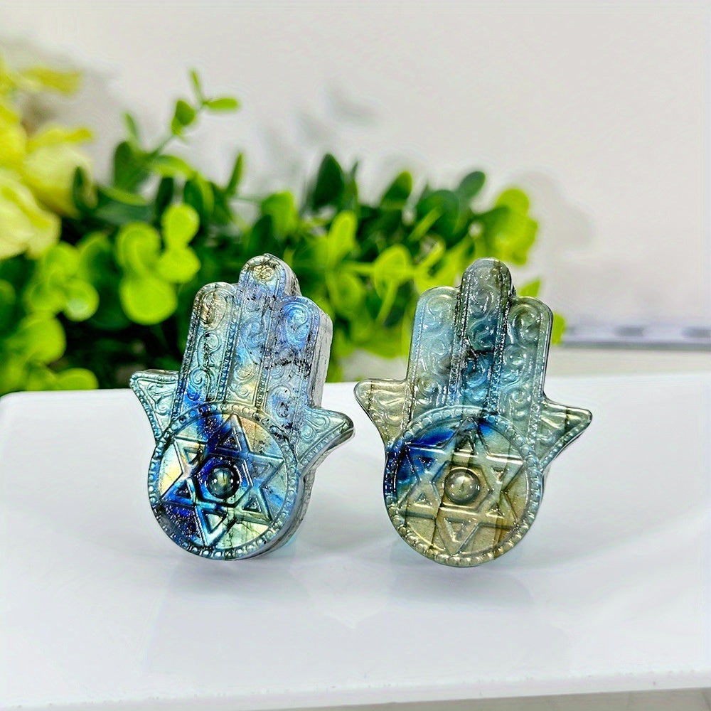 Labradorite Hexagram Crystal Carving