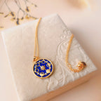 Olivenorma Lapis Lazuli Moon Phase Eight Awn Star Necklace