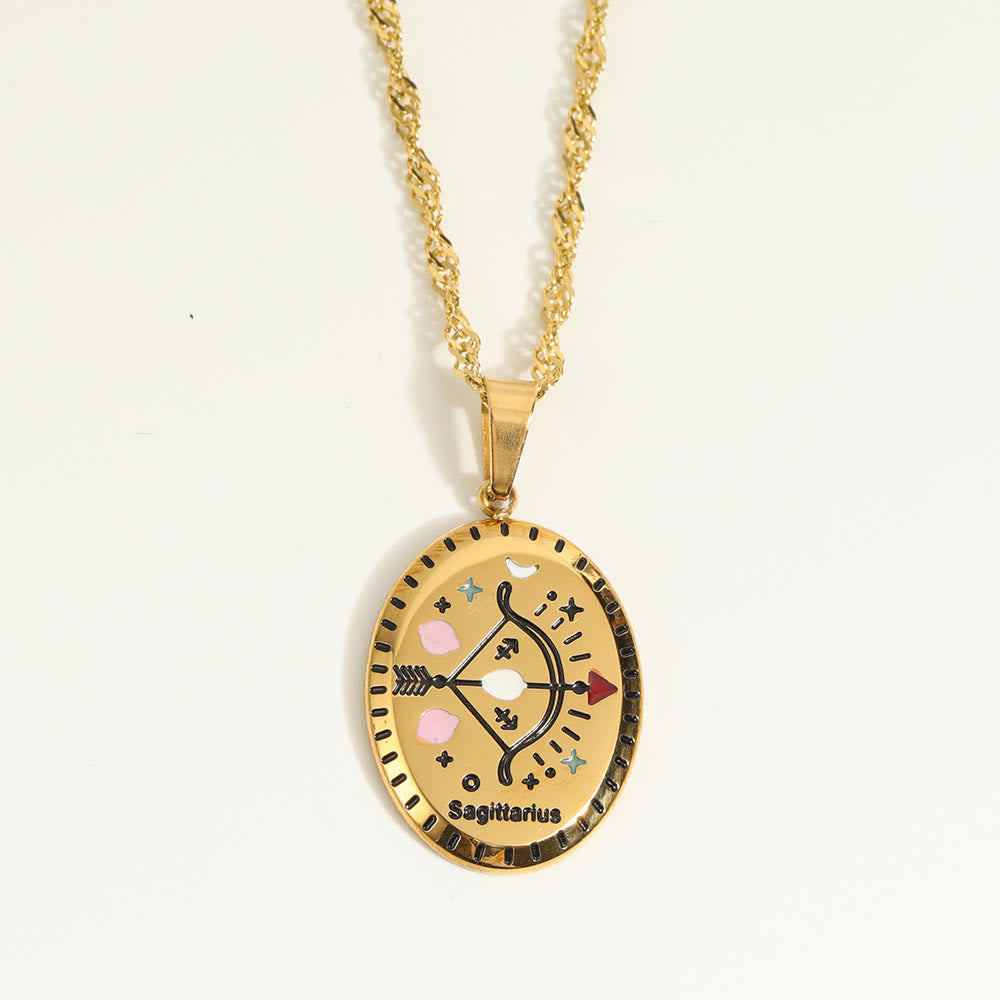 Olivenorma French Vintage Zodiac Stainless Steel 18k Gold Necklace