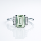 Green Amethyst & White Topaz Sterling Silver Ring