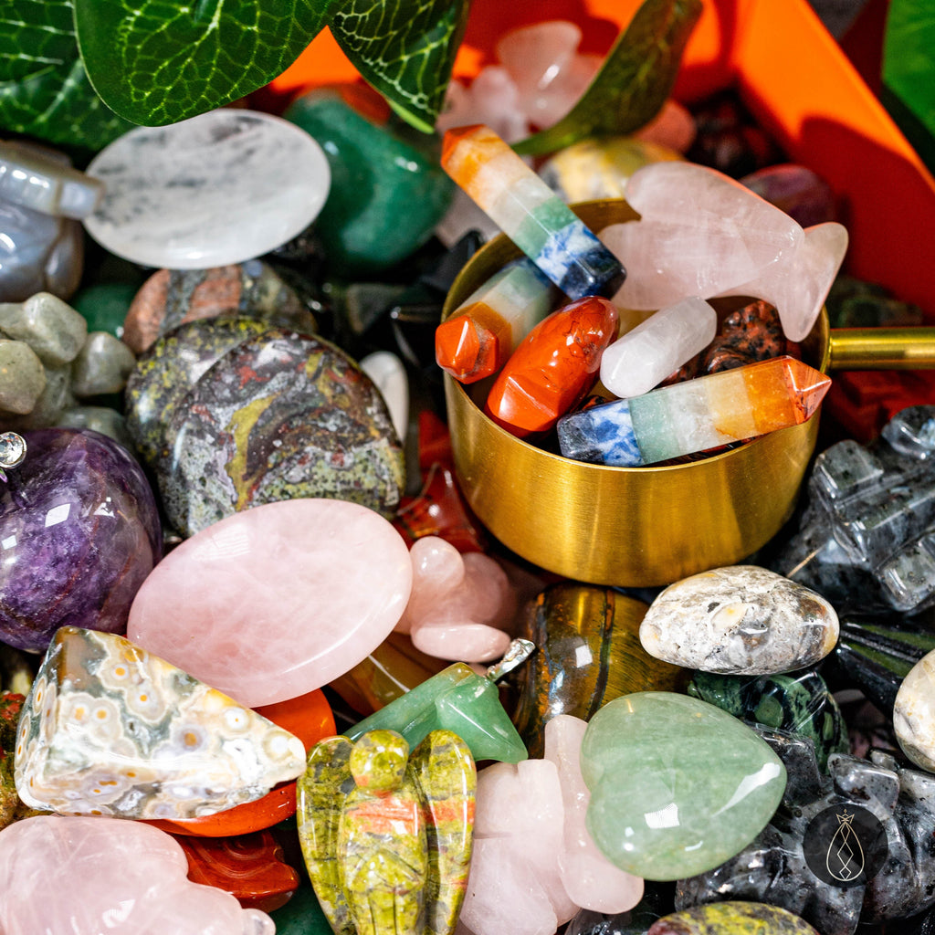 Crystal Stone Carvings Set - Angels, Turtles, Elephants, Owls, etc