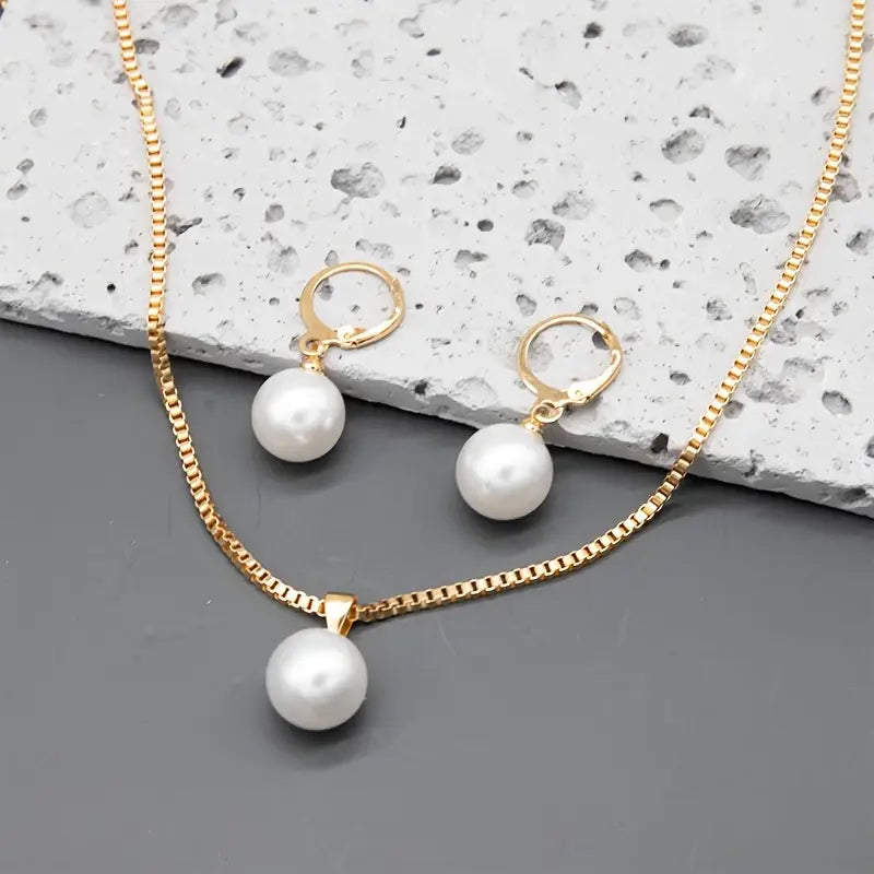 Elegant Gold Pearl Jewelry Set