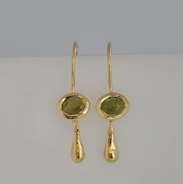 Dangling Olive Stone Earrings
