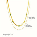 Vintage Gold Double-Layer Emerald Charm Necklace
