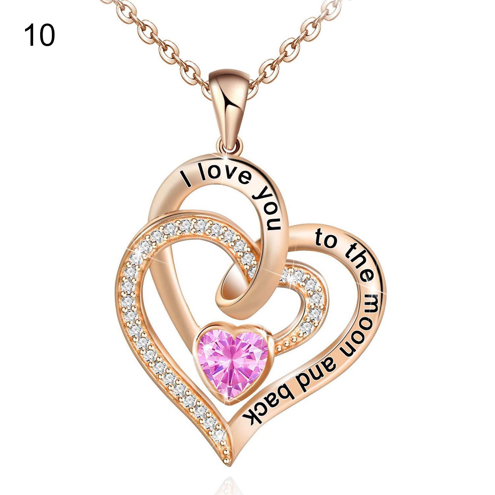 Olivenorma Hearts and Hearts Birthstone Gift Card Necklace