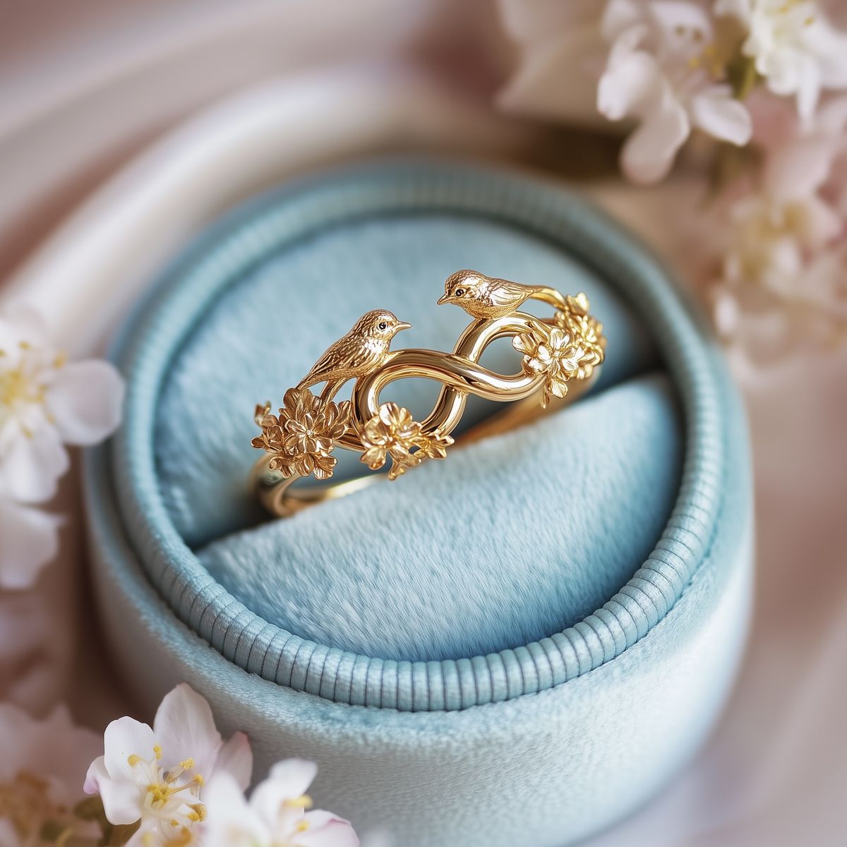 Infinity Hummingbird Gold Ring
