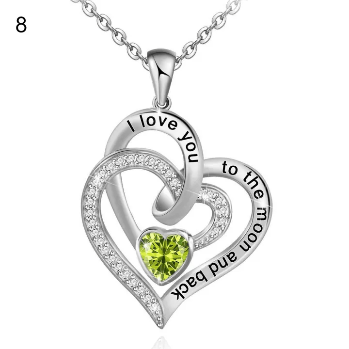 Olivenorma Hearts and Hearts Birthstone Gift Card Necklace