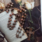 Olivenorma Purple Aventurine Copper Cross Pendant Rosary Necklace