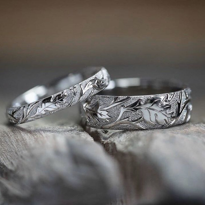 Fern Trail Silvered Ring Set