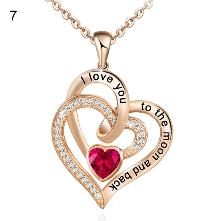 Olivenorma Hearts and Hearts Birthstone Gift Card Necklace