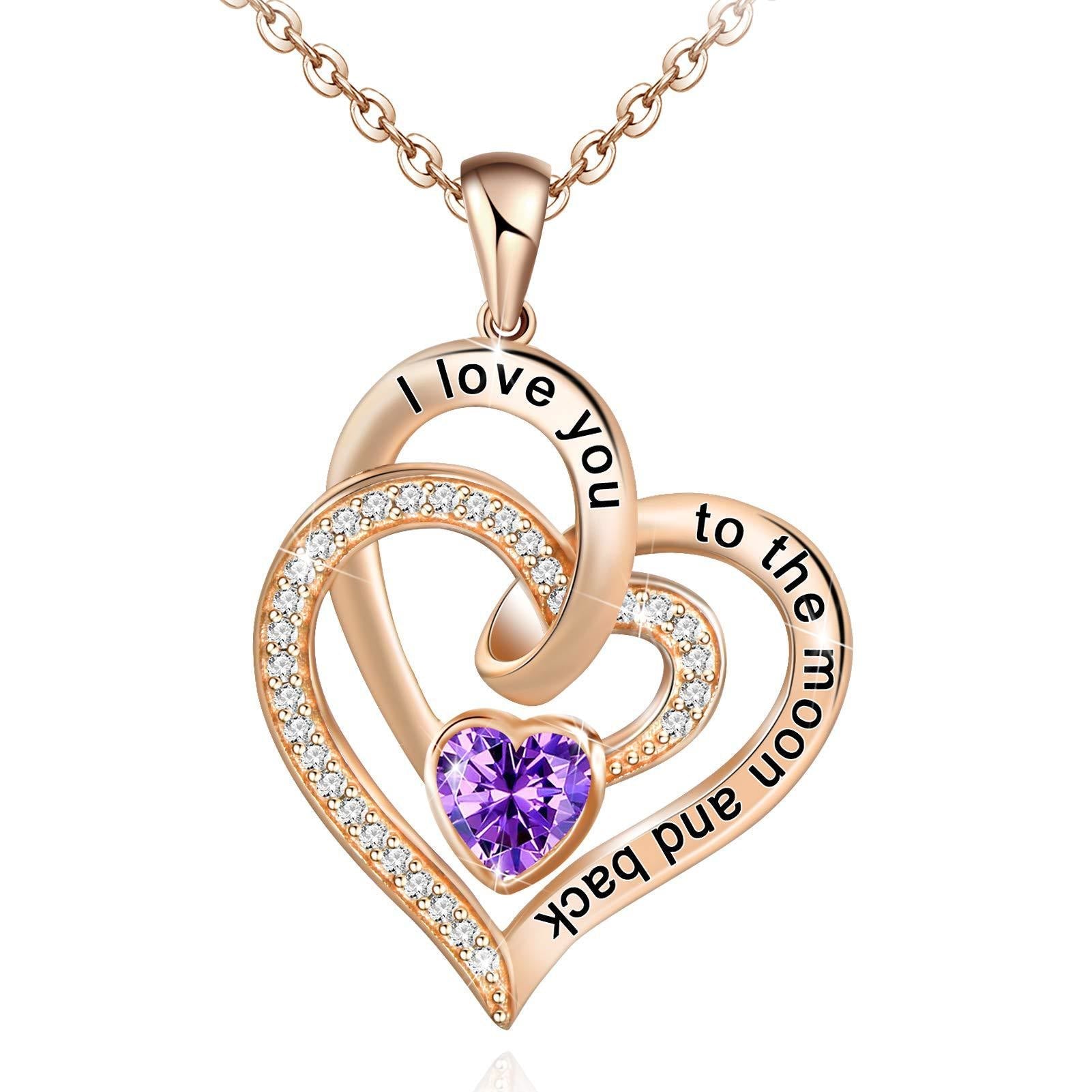 Olivenorma Hearts and Hearts Birthstone Gift Card Necklace