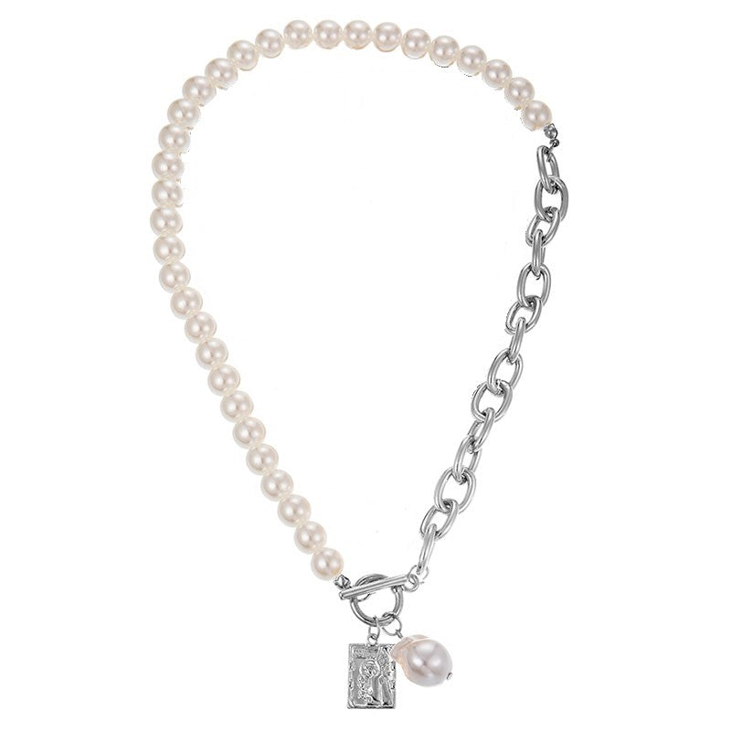 Women's Double Layered Boho Pearl Drop And Baroque Necklace