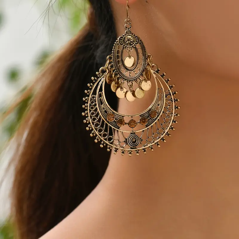Vintage Mandala Gold Beads Earrings