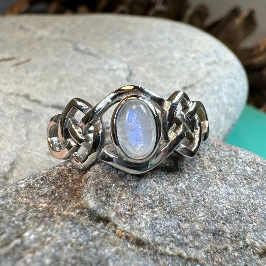 Celeste Celtic Knot Moonstone Ring