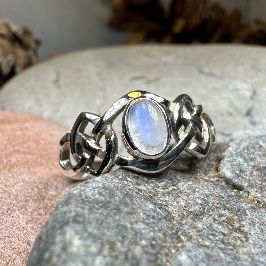 Celeste Celtic Knot Moonstone Ring