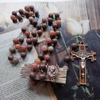 Olivenorma Purple Aventurine Copper Cross Pendant Rosary Necklace