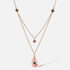 Olivenorma Rhodochrosite Zirconia Double Panel Necklace