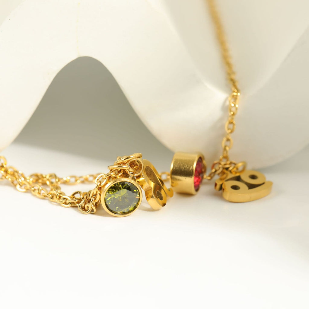 Olivenorma Zodiac Rune Birthstone Stainless Steel Gift Card Necklace