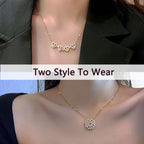 Women's Stylish Two Way Heart Shaped Magnetic Necklace With Cubic Zirconia