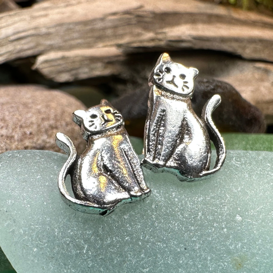 Curious Cat Stud Earrings