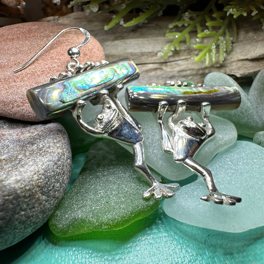 Abalone Frog Earrings
