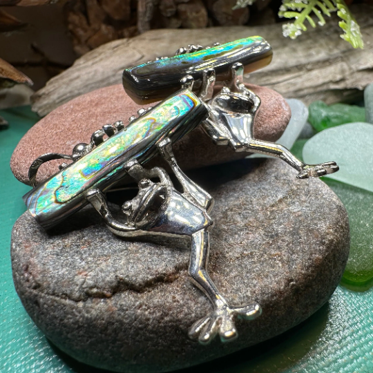 Abalone Frog Earrings