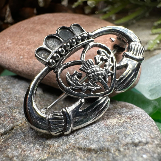 Claddagh Thistle Brooch
