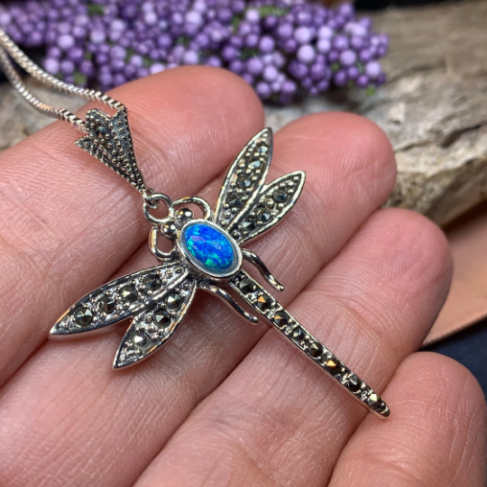 Opal Dragonfly Necklace