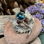 Pewter Heathergems Thistle Brooch