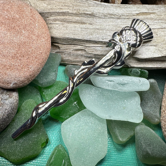 Scrolling Leaf Thistle Kilt Pin