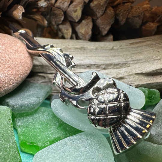 Scrolling Leaf Thistle Kilt Pin