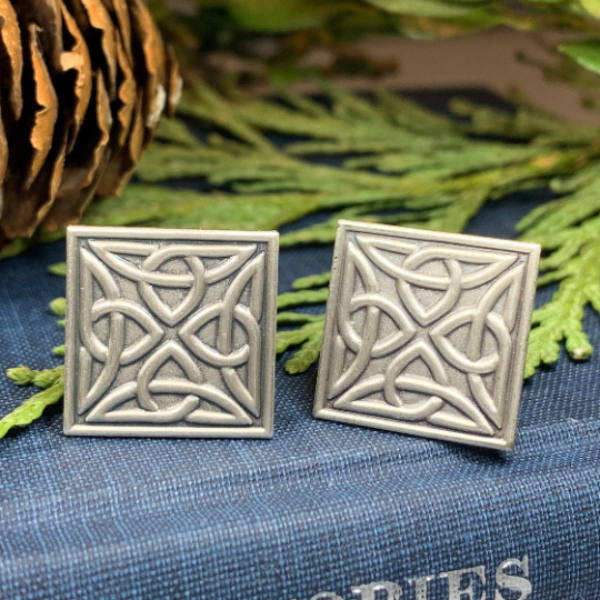 Square Trinity Knot Cuff Links