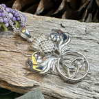 Scottish Thistle Trinity Knot Necklace