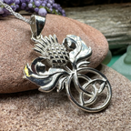 Scottish Thistle Trinity Knot Necklace