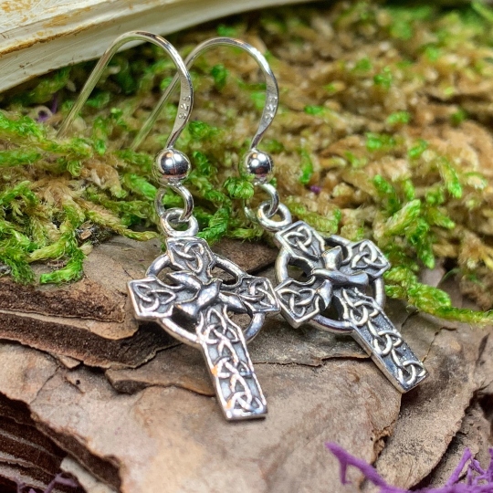 Dove Celtic Cross Earrings