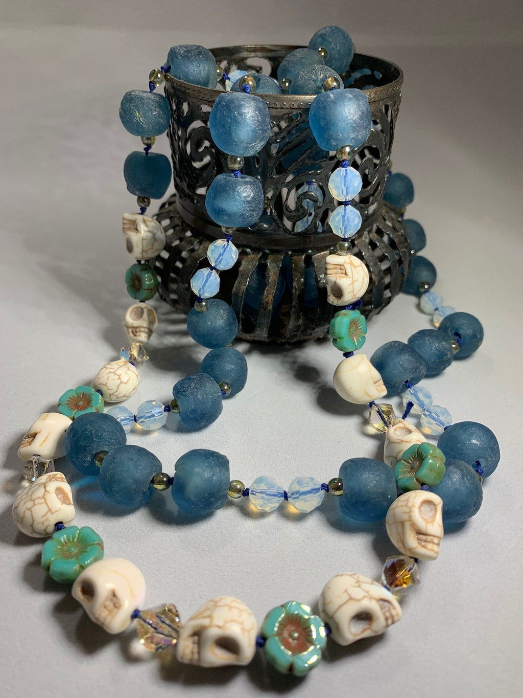 Blue Haze Long Beaded Necklace