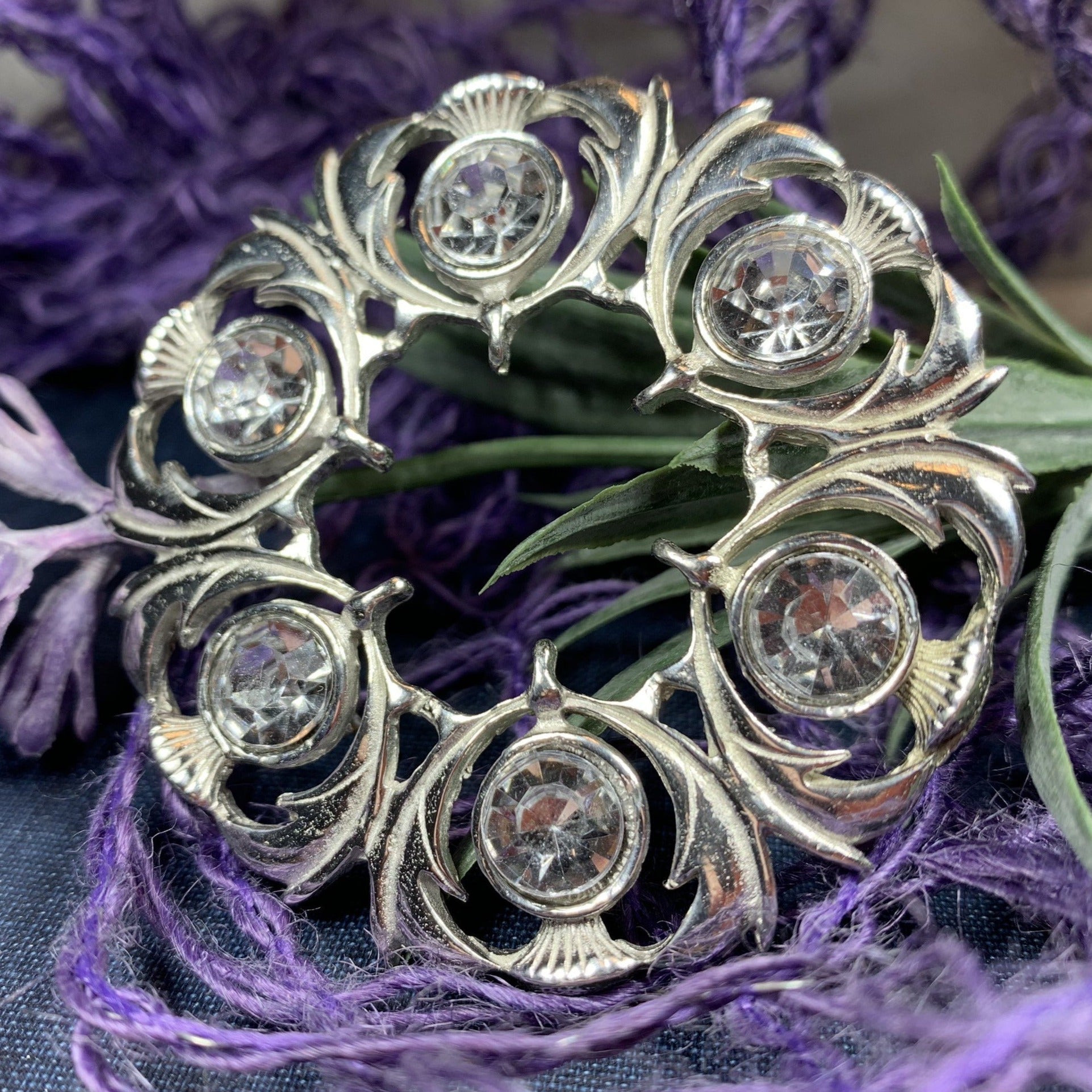 Crystal Celtic Thistle Brooch