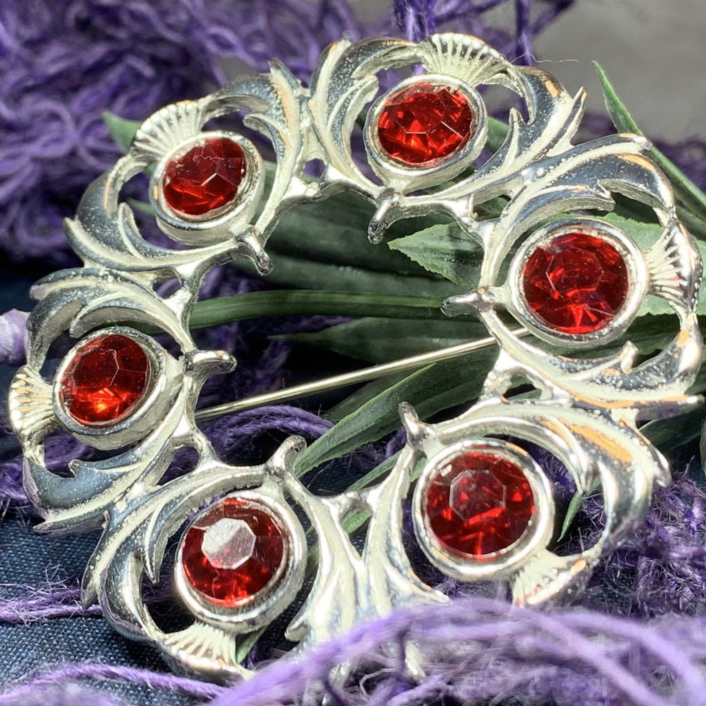 Crystal Celtic Thistle Brooch