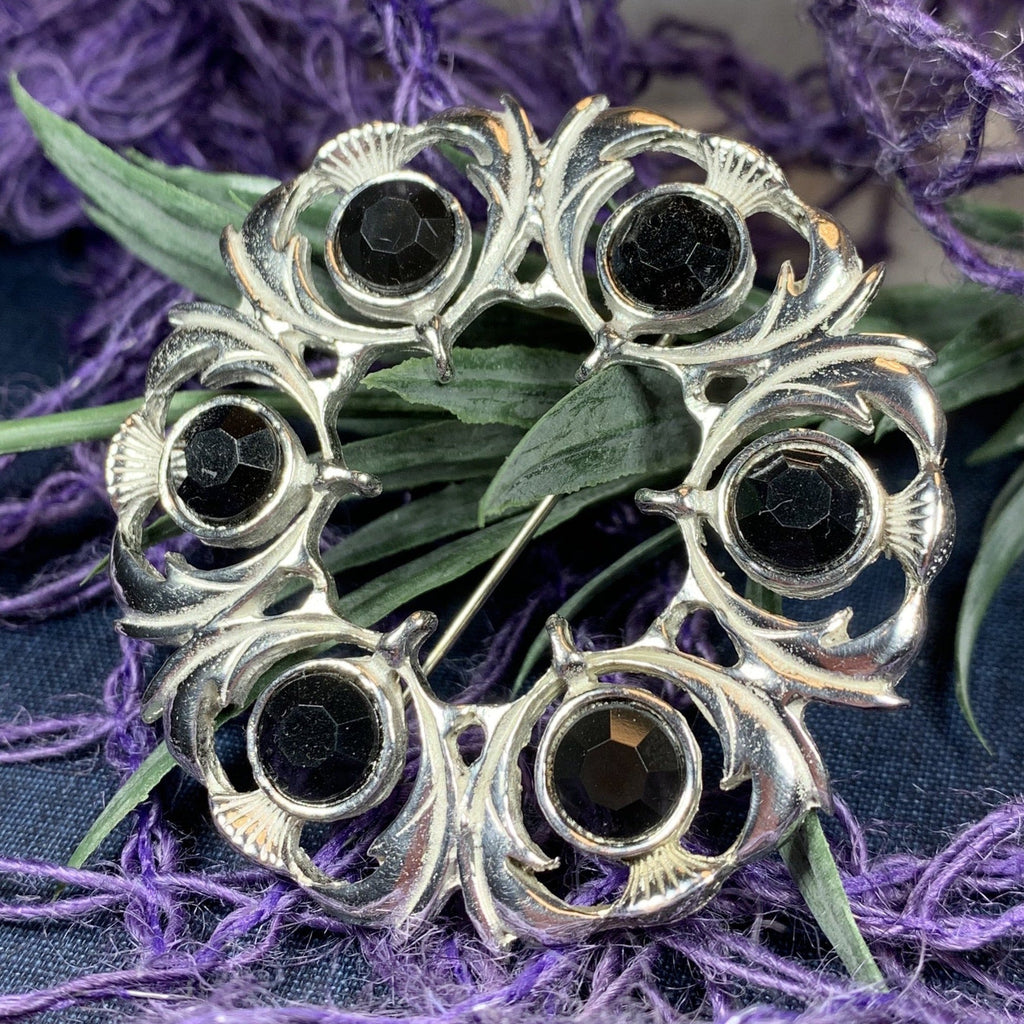 Crystal Celtic Thistle Brooch