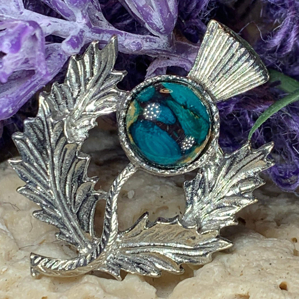 Pewter Heathergems Thistle Brooch