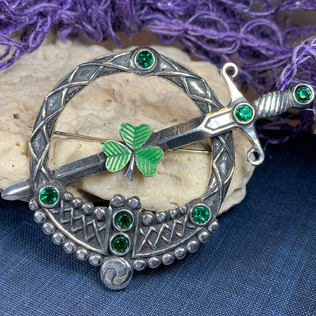 Irish Shamrock Shield Kilt Pin