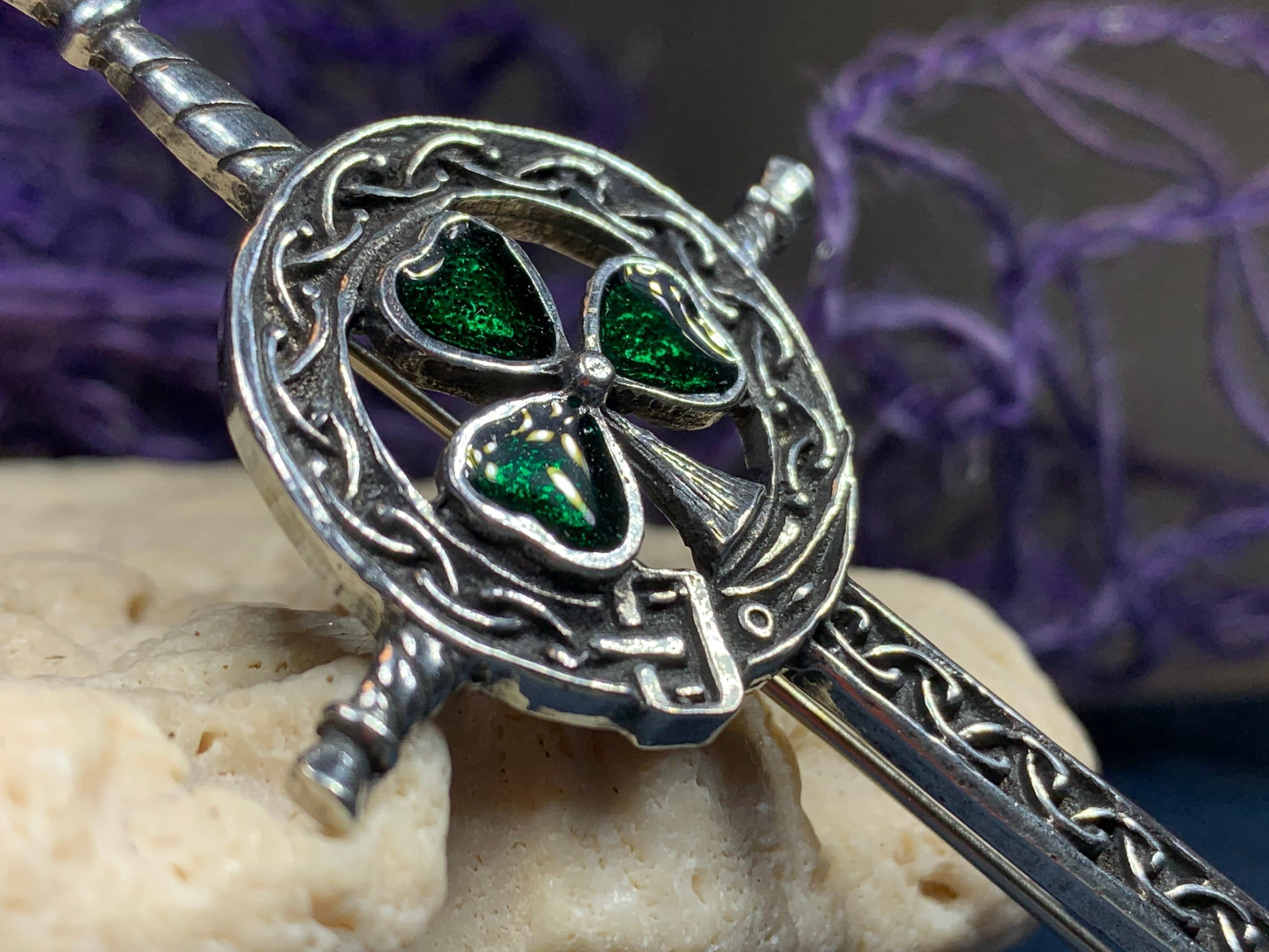 Shamrock Sword Kilt Pin