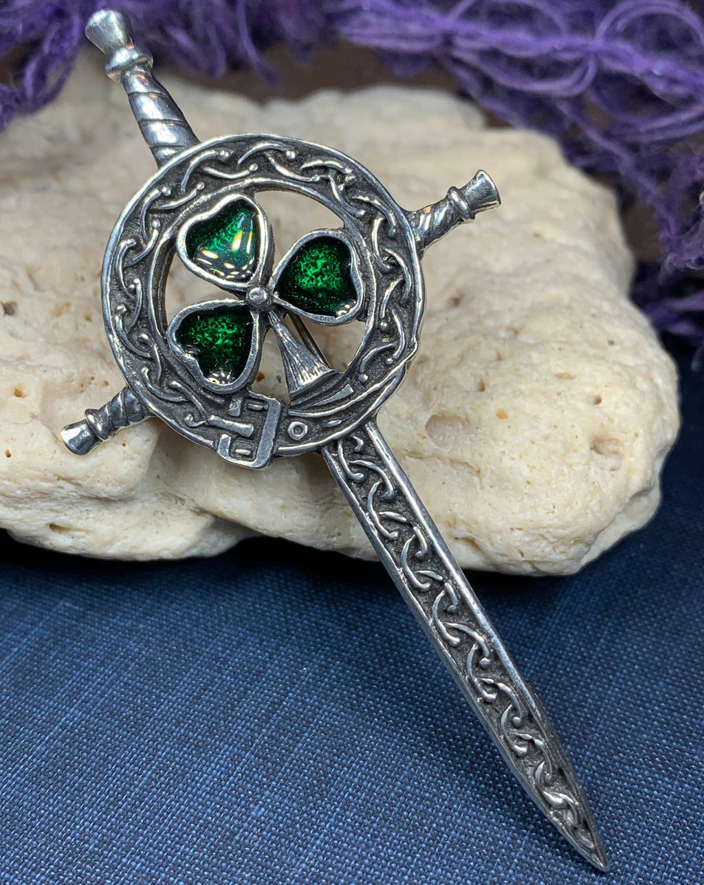Shamrock Sword Kilt Pin