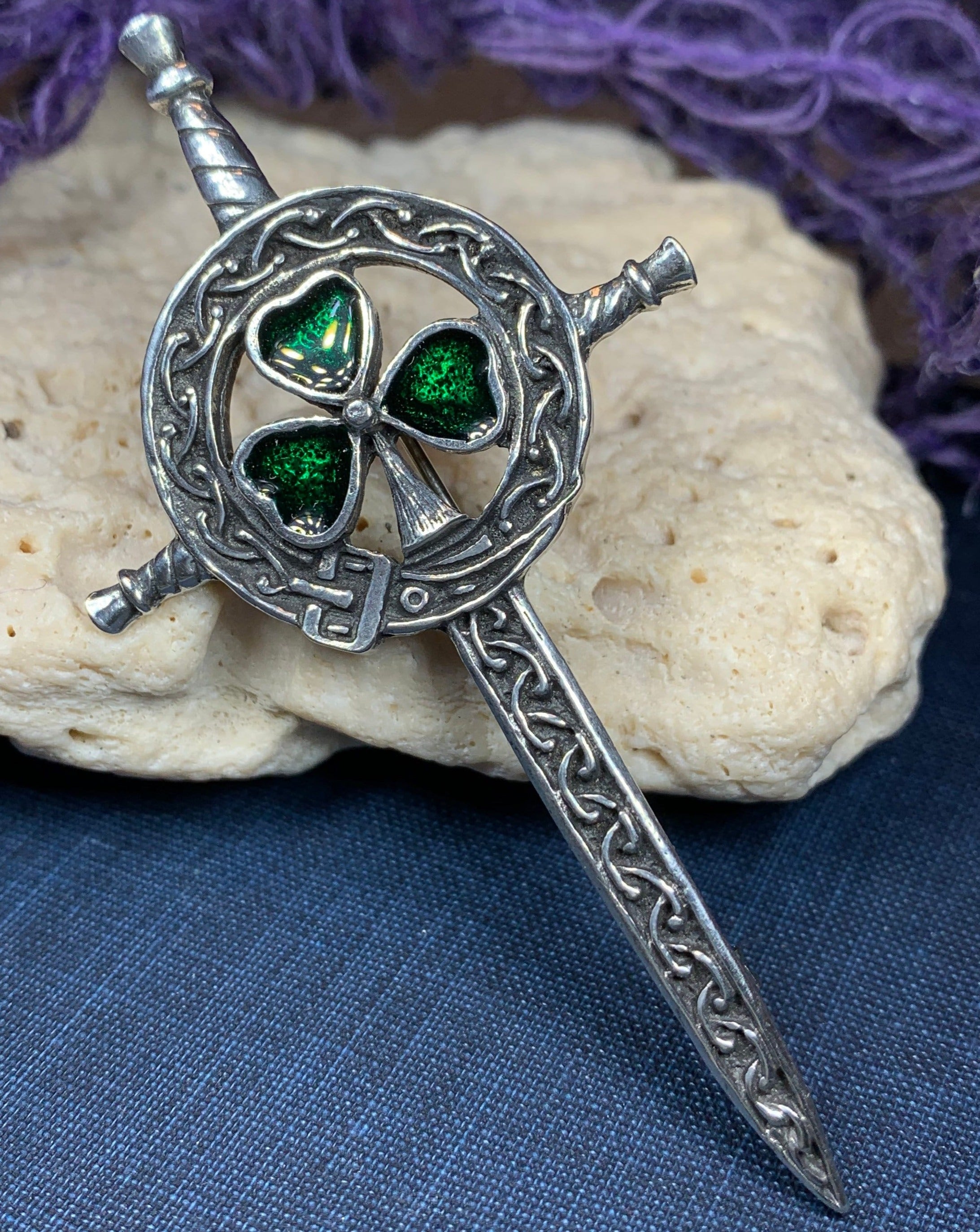 Shamrock Sword Kilt Pin