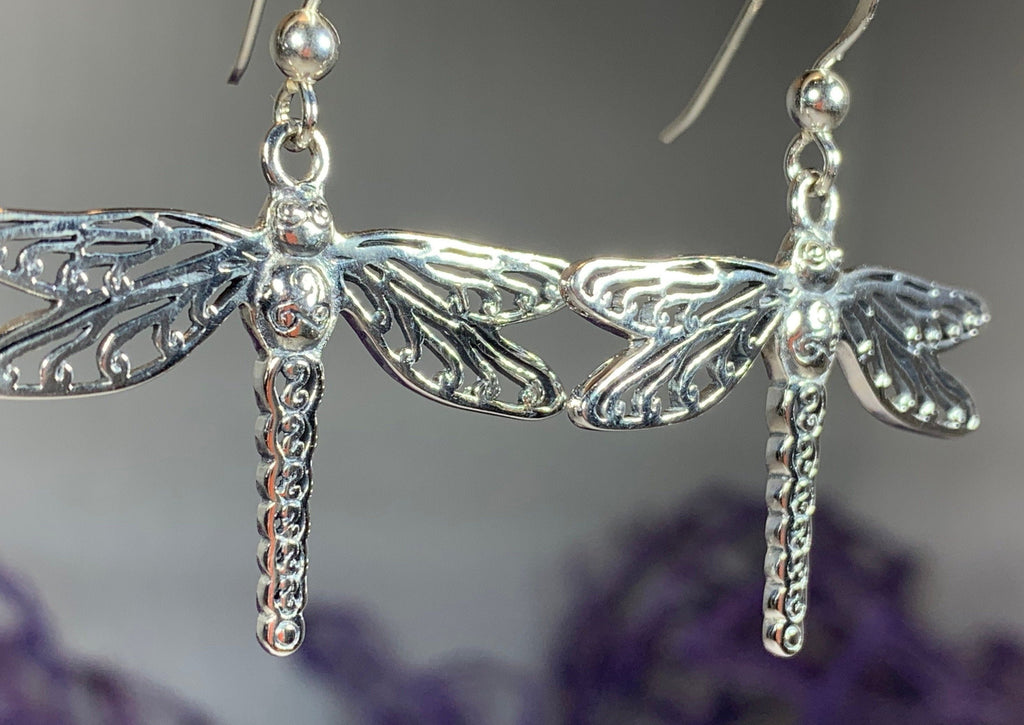 Triple Spiral Dragonfly Earrings