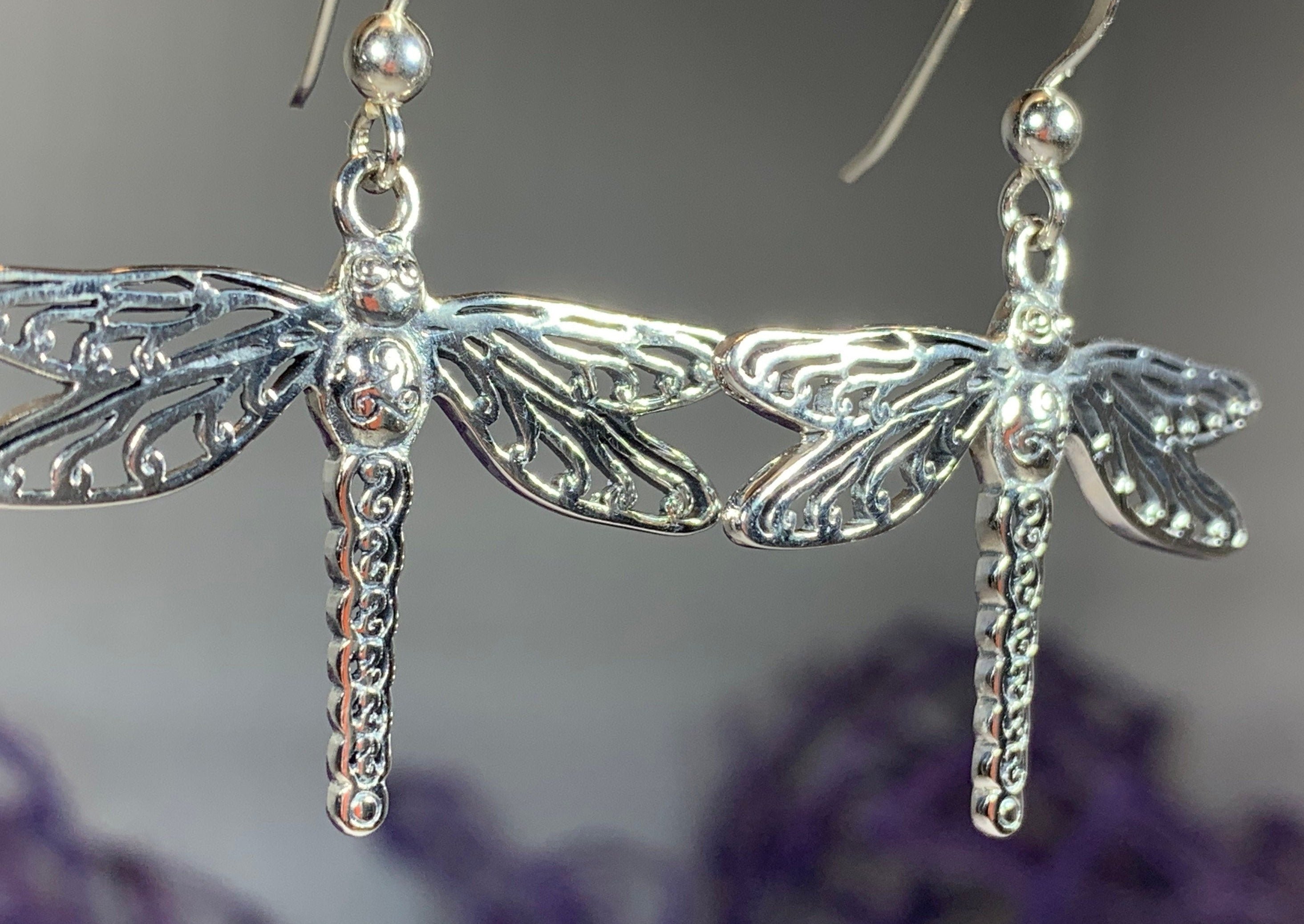 Triple Spiral Dragonfly Earrings