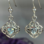 Heart Gemstone Trinity Knot Earrings