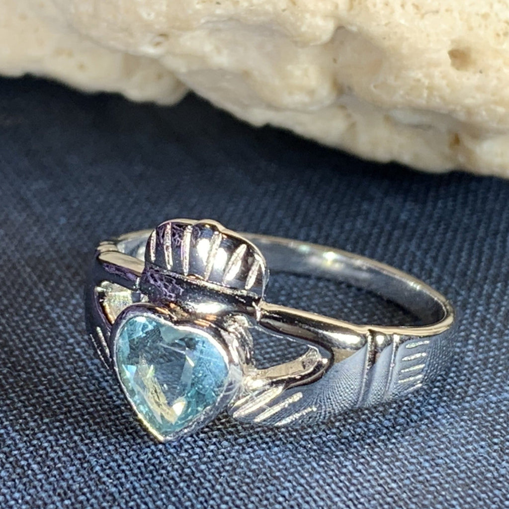 Blue Topaz Claddagh Ring